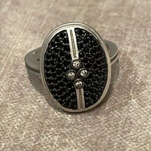 Freida Rothman Pave Ring Sterling Silver 925 Industrial Finish Size 7